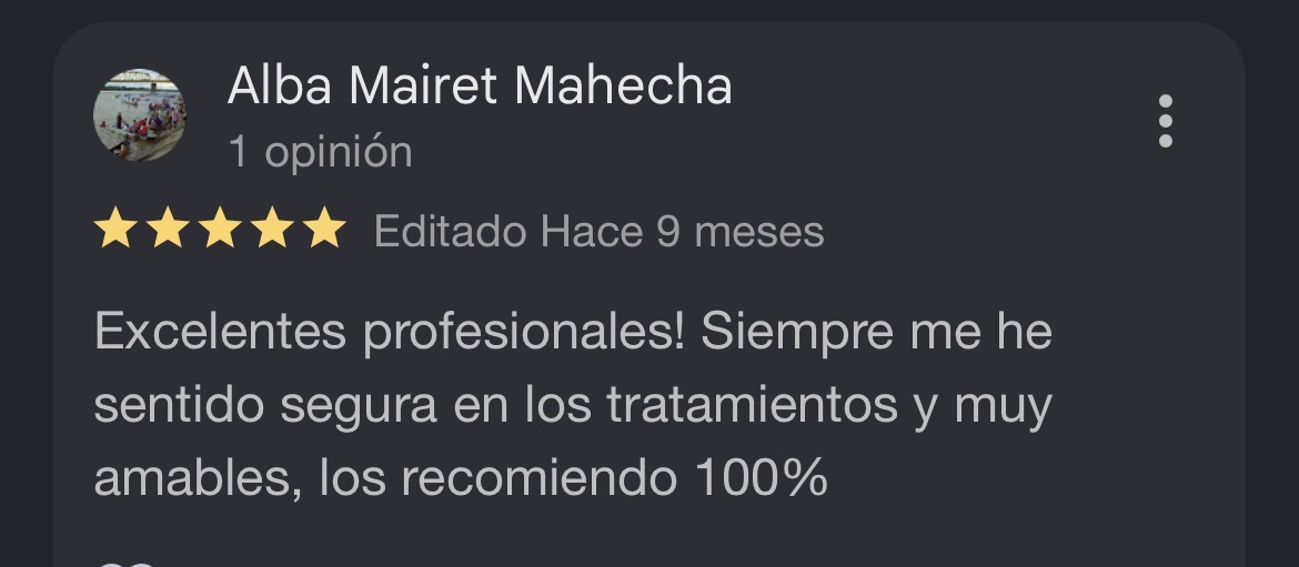 Reseña Alba Mairet Mahecha - ZAGO Dental Center Google